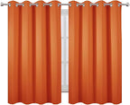 LEMOMO Blackout Curtains 66 x 54 Inch Long Orange Curtains Set of 2 Panels Room Darkening Curtains for Bedroom and Living Room
