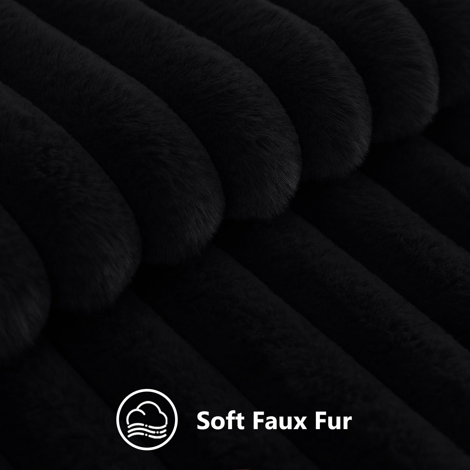 decorUhome Fall Faux Fur Throw Pillow Covers 12x20 Set of 2 Black
