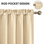 DWCN Beige Short Room Darkening Curtains for Kitchen/Bedroom, 42 x 36 inches Long - Energy Saving Window Drapes for Nursery with Rod Pocket, Set of 2 Panels