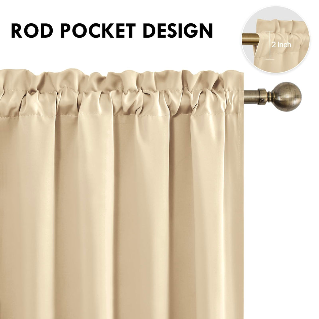 DWCN Short Blackout Curtains 42 x 36 Inch Long for Kitchen RV Bunk Beige