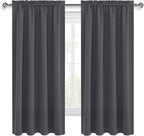 DWCN Blackout Curtains for Bedroom 63 Inch Length 2 Panels Set, Solid Thermal Insulated Energy Saving Rod Pocket Window Treatment Curtains Blackout Drapes (W42 x L63 Inch, Dark Grey)