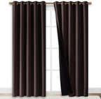 NICETOWN 100% Blackout Window Curtain Panels, Brown, 2 PCs, 62" Wide Each Panel, Cold and Full Light Blocking Drapes with Black Liner for Nursery, 84 inches Drop Thermal Insulated Draperies