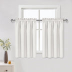 DWCN Short Ivory Blackout Curtains for Small Window, Thermal Insulated Energy Saving Room Darkening Curtains for Kitchen/Bedroom (W42 x L36 inch, Set of 2 Panels, Top of Rod Pocket)