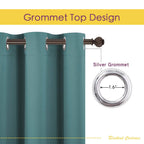 NICETOWN Bedroom Curtain Panels Blackout Draperies, Thermal Insulated Solid Grommet Blackout Curtains/Drapes (Sea Teal, One Pair, 42 by 45-Inch)