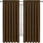 DWCN Blackout Curtains for Living Room Thermal Insulated, Energy Saving & Noise Reducing Bedroom Curtains, Brown, W 70x L 63 Inch, Set of 2 Rod Pocket Curtain Panels