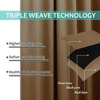 NICETOWN Blackout Curtains 80 inches Long, Gold Brown, 2 Pieces, 42" Wide Each Panel, Full Light Blocking Drapes with Black Liner for Nursery, Thermal Insulated Draperies for Hall, Villa