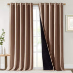 NICETOWN Extra Long Truly Blackout Drapes for Hall and Villa, 100% Blackout Window Curtain Panels with Black Lined for Night Shift Worker, 70-inch Width x 108-inch Length, Cappuccino, 2 Pieces