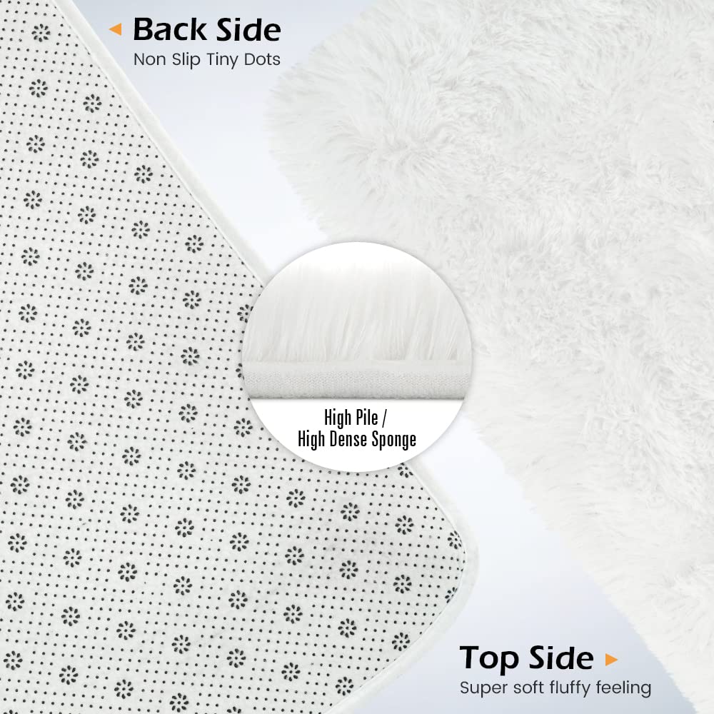 Amearea Premium Soft Fluffy Rug Modern Shag Carpet, White 5.3x7.5 Feet