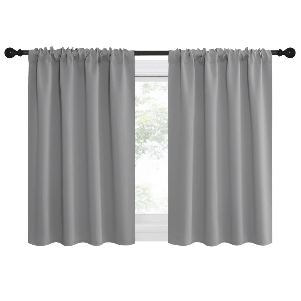 NICETOWN RV Blackout Curtains for Camper Windows, Short Room Darkening Curtains for Kitchen, Home Decoration Thermal Insulated Rod Pocket Drapes for Small Windows (Silver Grey, 2 Panels, W42 x L36)