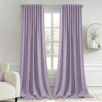 MIULEE Lilac Back Tab Blackout Curtains 108 Inch Long 2 Panels Set for Bedroom, Rod Pocket/Pinch Pleat Extra Long Thermal Insulated Living Room Darkening Pleated Light Blocking Drapes