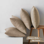 MIULEE Pack of 4 Decorative Outdoor Throw Pillow Covers Linen Waterproof Pillow Covers Summer Farmhouse Cushion Cases for Patio Garden Tent Balcony Couch Sofa 18x18 Inch Khaki
