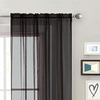 SpaceDresser Black Sheer Curtains 4 Panels Rod Pocket Semi-Sheer Curtain 72 Inches Long Light Filtering Voile Window Drapes for Bedroom Living Room Kitchen, Each 52W x 72L