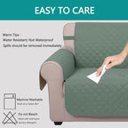 U-NICE HOME Reversible Oversized Chair Covers Quilted Water Repellent Pet Protectors with Elastic Straps(28''Armchair, Greyish Green/Taupe)