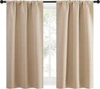 NICETOWN Blackout Room Darkening Curtains - Home Decoration Light & Noise Reducing Thermal Insulated Window Draperies with Rod Pocket Top (Biscotti Beige, 2 Panels, 34 inches Wide x 54 inches Long)