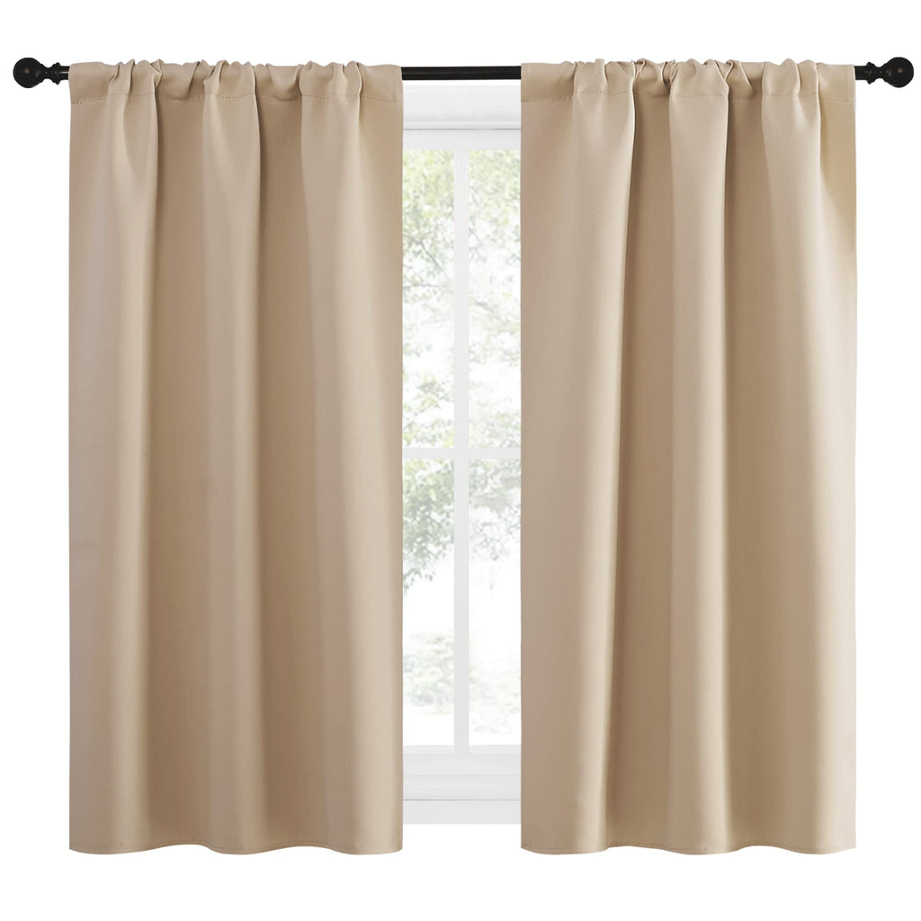 NICETOWN Blackout Room Darkening Curtains - Home Decoration Light & Noise Reducing Thermal Insulated Window Draperies with Rod Pocket Top (Biscotti Beige, 2 Panels, 34 inches Wide x 54 inches Long)
