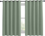 NICETOWN Thermal Insulated Greyish Green Blackout Curtains for Bedroom, Window Treatment Solid Grommet Room Darkening Drape Panels for Bedroom (Set of 2, 70 by 63 inches Long)