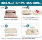 Turquoize 4 Piece Couch Cover Sofa Covers for 3 Cushion Couch Sofa Slipcovers Washable Sofa Cover for Dogs with Individual Couch Cushion Covers Feature Jacquard Fabric(3 Cushion Sofa, Biscotti Beige)