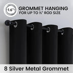 SimpleHome 100% Blackout Curtains for Bedroom,Thermal Insulated Black Grommet Window Drapes Room Darkening Curtains for Living Room with Black Back,52 x 72 Inch,2 Panels