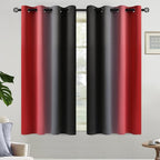 Yakamok Red and Black Blackout Curtains, Ombre Room Darkening Window Curtains for Living Room,Grommet Thermal Insulated Drapes,Light Blocking Curtains for Girls Bedroom,52x54 Inch, 2 Panels