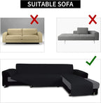 Easy-Going Sectional Couch Covers for Dogs L Shape Sofa Cover Reversible Sofa Slipcover Chaise Lounge Cover Furniture Protector Cover for Pets Dog (Large,Black/Black)