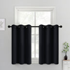 Yakamok Blackout Curtains 38x36 inch Black Thermal Drapes-Kitchen