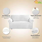 Easy-Going Stretch Loveseat Slipcover 1-Piece Sofa Cover Furniture Protector Couch Soft with Elastic Bottom for Kids Polyester Spandex Jacquard Fabric Small Checks (Loveseat, Snow White)