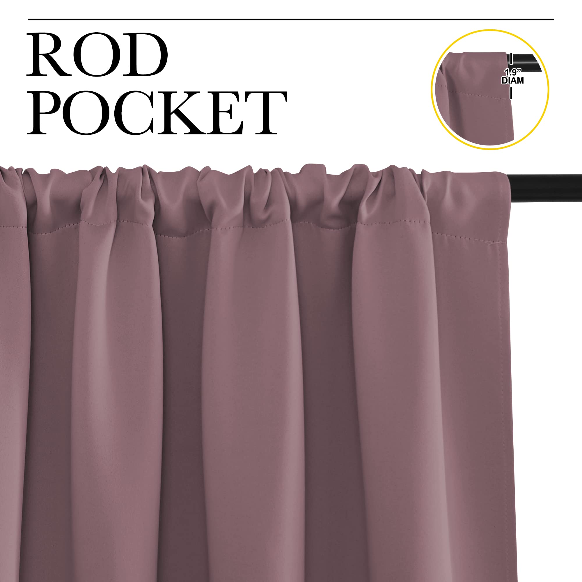 NICETOWN Blackout Curtains for Living Curtains, Room Darkening Curtains & Drapes for Kids Bedroom, Home Decoration Draperies (Dry Rose, 52" x 63", 2 PCs)