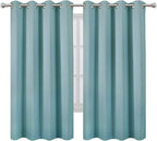 LEMOMO Stone Blue Blackout Curtains 52 x 63 Inch Length/Set of 2 Curtain Panels/Thermal Insulated Room Darkening Curtains for Bedroom and Living Room