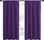 NICETOWN Blackout Curtains for Living Room - Triple Weave Home Decoration Thermal Insulated Solid Rod Pocket Blackout Drapes for Bedroom(Set of 2, 42 x 63 Inch, Royal Purple)