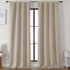 Simplebrand Ava Biscotti Beige Blackout Curtains for Bedroom 96 Inches Long 2 Panels, Solid Thermal Insulated, Energy Saving Nursery Window Treatment Curtains Blackout Drapes, W50 x L96 Inch