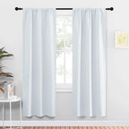 NICETOWN Greyish White Window Curtain Panels - Thermal Insulated Rod Pocket Room Darkening Curtain Sets for Bedroom (Greyish White, 2 Panels, 34 in x 72 in (W x L))