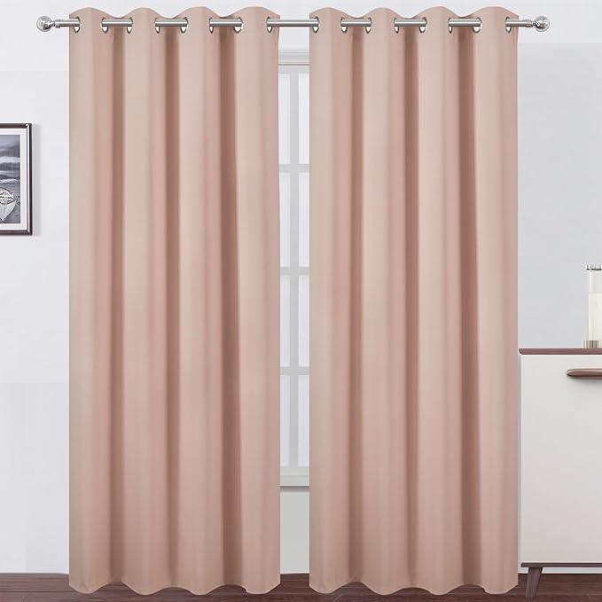 LEMOMO Blush Thermal Blackout Curtains/52 x 95 Inch/Set of 2 Panels Room Darkening Curtains for Bedroom