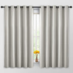 Yakamok Blackout Curtains Room Darkening Thermal Insulated Window Panels,Solid Grommet Top Drapes for Bedroom/Living Room(62Wx63L, Light Beige, 2 Panels)