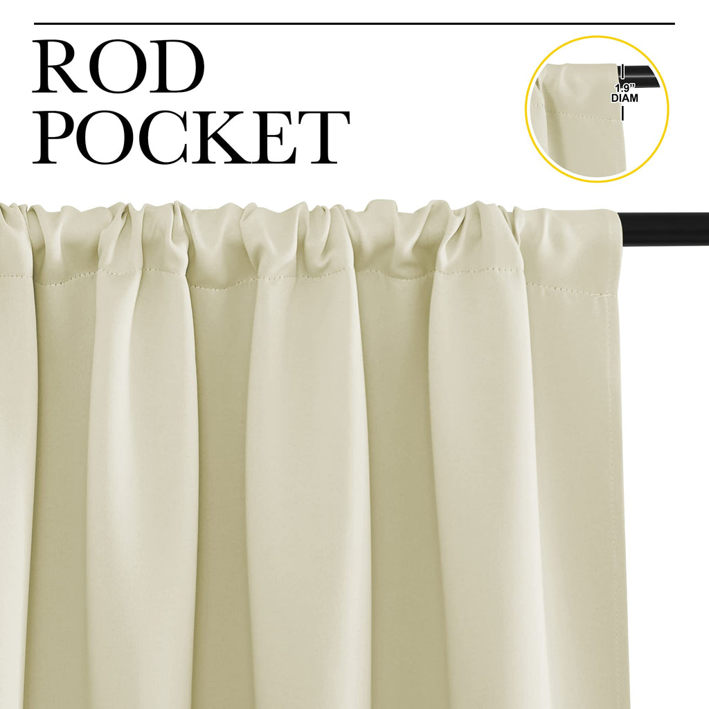 NICETOWN Kitchen Curtains, Beige, 34" x 40", Set of 2, Short Blackout Curtains & Drapes, Thermal Insulated Rod Pocket Window Treatment Draperies for Nursery