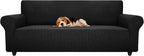 ZNSAYOTX Stretch Oversized Couch Cover Universal Sofa Covers for Living Room Dogs Pet Furniture Protector Spandex Extra Large Sofa Slipcovers with Anti Slip Foam Sticks (Black, XL Sofa)