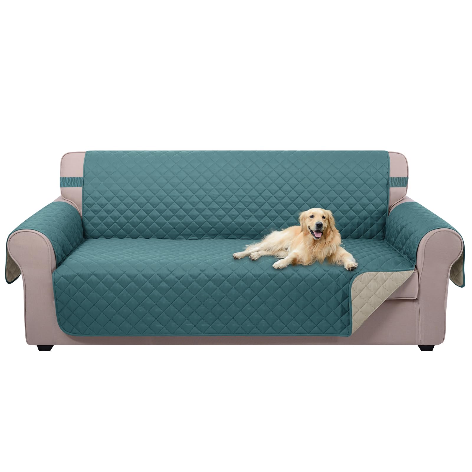 U-NICE HOME Large Sofa Cover Reversible Couch Cover for Dogs, Blue/Beige