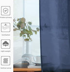 SpaceDresser Sheer Voile Window Treatment Rod Pocket Curtain Panels for Kitchen Bedroom Living Room Drapes Sunlight Filtering Privacy Semi Home Decor Assorted Colors Sizes (Navy, 52 W x 90 L)