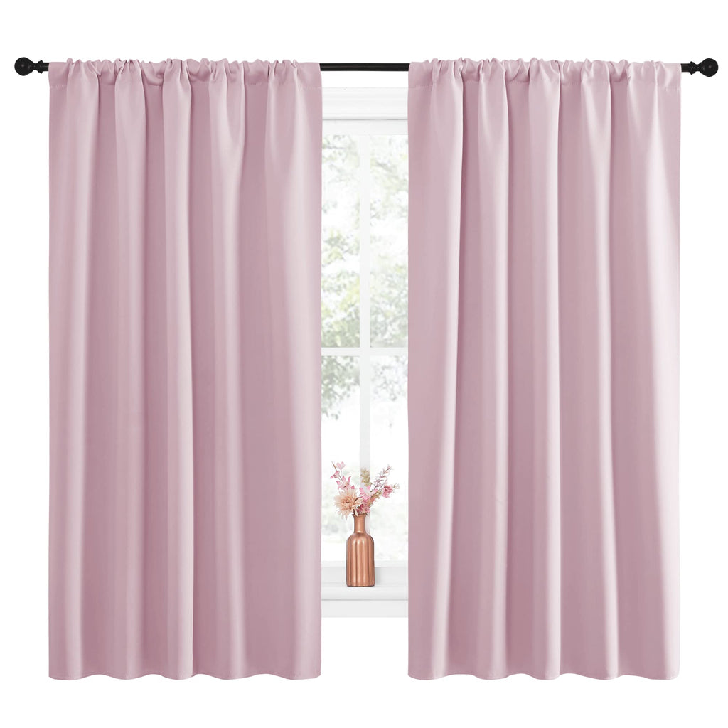 NICETOWN Room Darkening Curtains and Drapes - Thermal Insulated Rod Pocket Room Darkening Draperies for Dining Room (Lavender Pink, 2 Pieces, 52 inches Width by 63 inches Length)