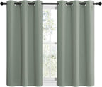 NICETOWN Modern Blackout Curtains Noise Reducing, Thermal Insulated and Privacy Room Darkening Drape Panels for Boy's Guest Room Door Small Short Window (Greyish Green, 2 Panels, W42 x L40 -Inch)