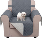 U-NICE HOME Reversible Oversized Chair Covers Quilted Water Repellent Pet Protectors with Elastic Straps(28''Armchair, Dark Blue/Light Grey)