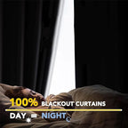 100% Blackout Shield Linen Blackout Curtains for Bedroom, Moss Green Grommet Curtains for Living Room, Thermal Insulated Room Darkening Drapes for Nursery, Boho Home Decor, 50" W x 90" L, 2 Panels