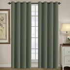 H.VERSAILTEX Blackout Curtain for Living Room Thermal Insulated Window Treatment Curtain Extra Long 90 inch Length Energy Saving Solid Grommet Top Blackout Drape, One Panel, Bronze Green, 52"W x 90"L
