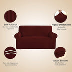 Easy-Going Stretch 4 Seater Sofa Slipcover 1-Piece Sofa Cover Furniture Protector Couch Soft with Elastic Bottom for Kids, Polyester Spandex Jacquard Fabric Small Checks Wine