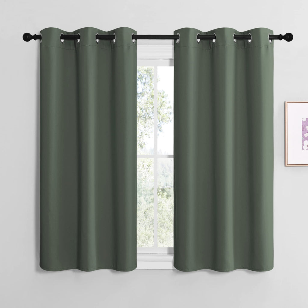 NICETOWN Bedroom Curtains Blackout Drapery Panels, Three Pass Microfiber Thermal Insulated Solid Ring Top Blackout Window Curtains/Drapes (Two Panels, 42 x 50 inches, Gray)