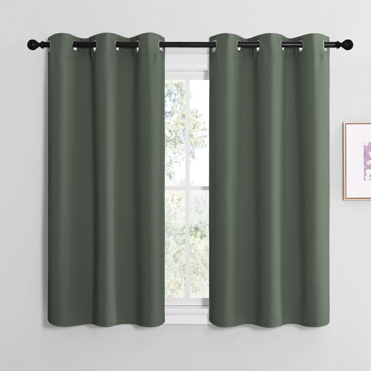 NICETOWN Bedroom Curtains Blackout Drapery Panels, Three Pass Microfiber Thermal Insulated Solid Ring Top Blackout Window Curtains/Drapes (Two Panels, 42 x 50 inches, Gray)