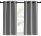 NICETOWN Room Darkening Kitchen Curtains, Silver Grey, 2 Panels, 34 by 40, Window Treatment Thermal Insulated Grommet Light Blocking Curtains & Drapes for Bedroom/Cafe