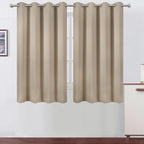 LEMOMO Blackout Curtains 66 x 54 Inch Long Khaki Curtains Set of 2 Panels Room Darkening Curtains for Bedroom and Living Room