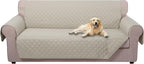 U-NICE HOME Reversible Sofa Cover Couch Cover for Dogs with Elastic Straps Water Resistant Furniture Protector for Pets Couch Cover for 3 Cushion Couch (Sofa, Beige/Beige)