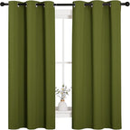 NICETOWN Christmas Window Decoration Thermal Insulated Solid Grommet Blackout Curtains/Drapes for Living Room (1 Pair, 42 by 63 inches, Olive Green)