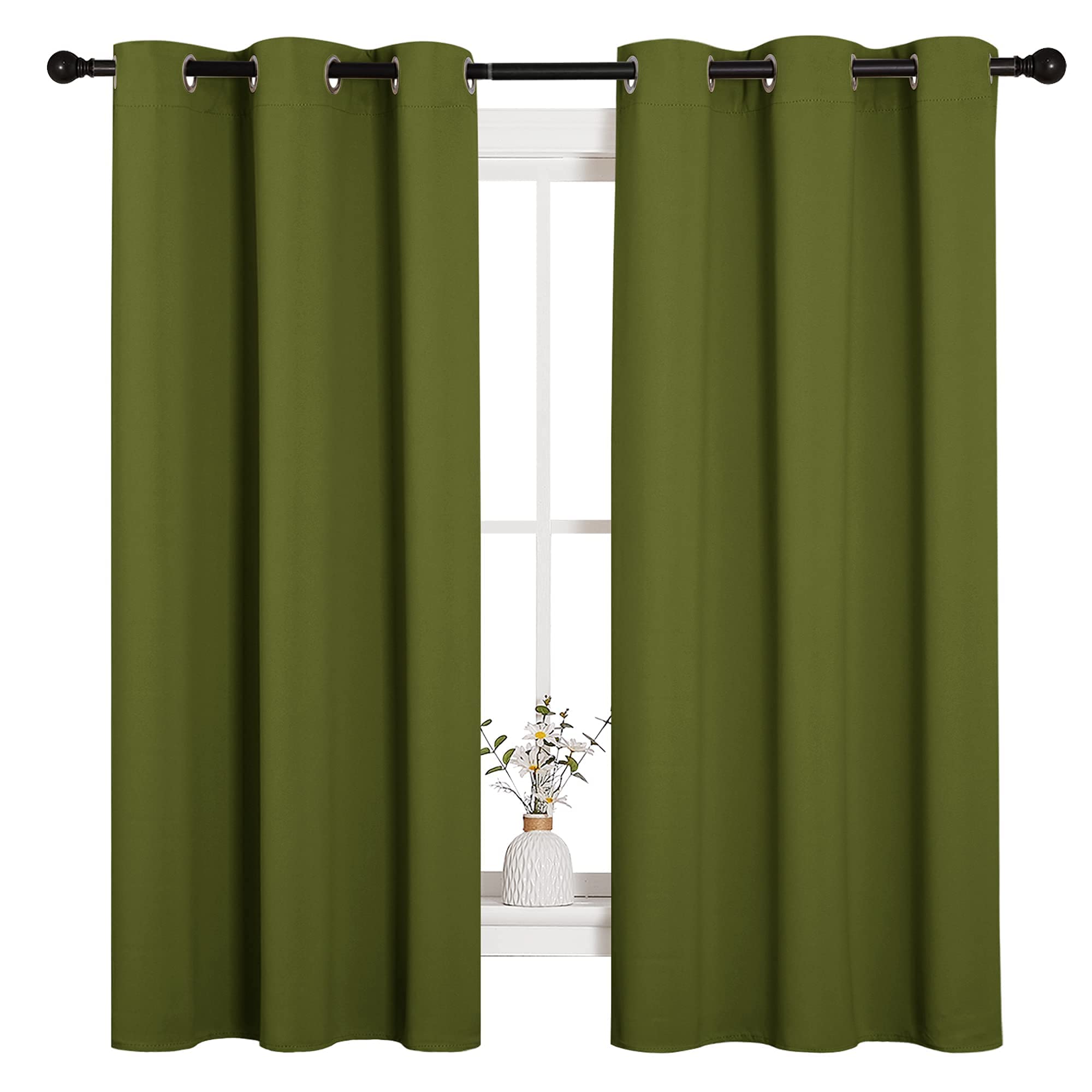 NICETOWN Grey Blackout Curtains for Bedroom 42" Wide x 63" Long 2 Panels